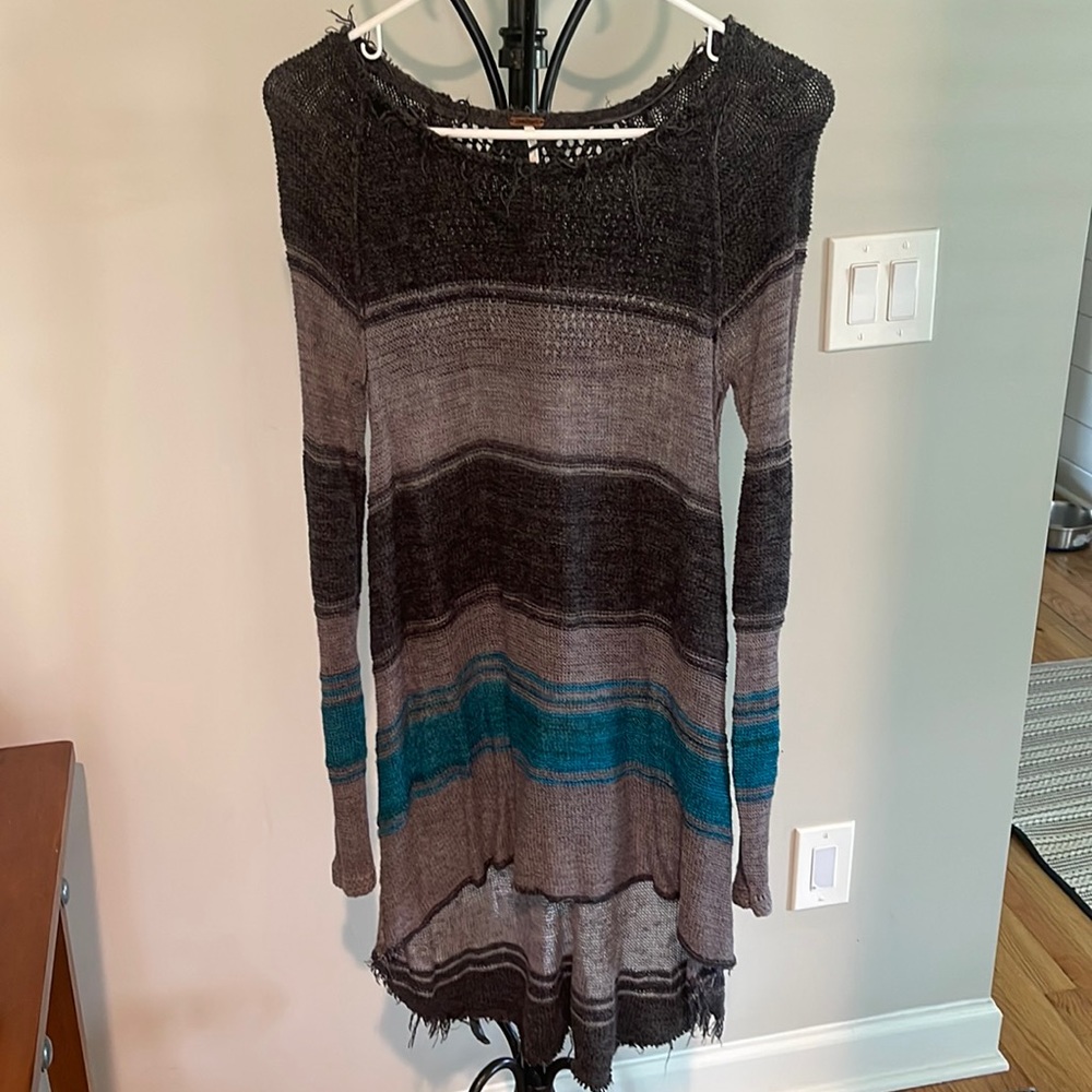 Striped Free People Long-Sleeve Sweater Shirt